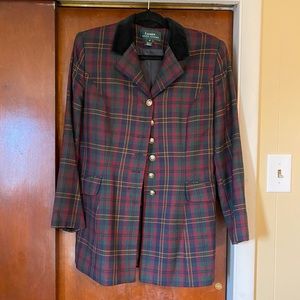Vintage plaid wool Ralph Lauren equestrian blazer